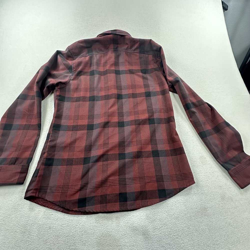 Flylow Shirt Mens Small Red Plaid Handlebar Tech Flannel Snap Front Outdoor - Picture 2 of 11